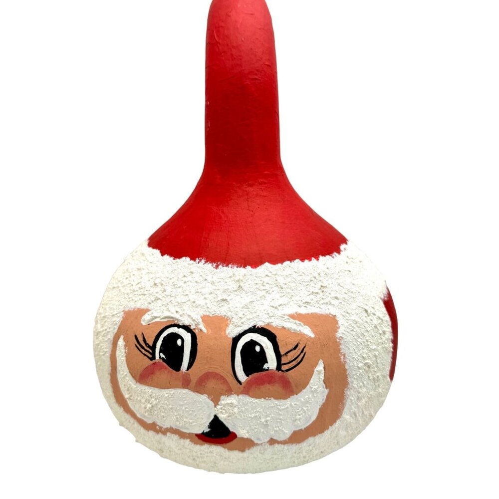 Vintage Pot Bellies Hand-Painted Santa Gourd Christmas  1992  10" Tall  Red & Wh